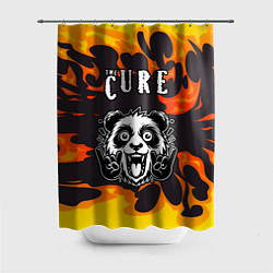 Шторка для душа The Cure рок панда и огонь, цвет: 3D-принт