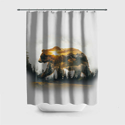 Шторка для душа Медведь и абстрактный лес, цвет: 3D-принт