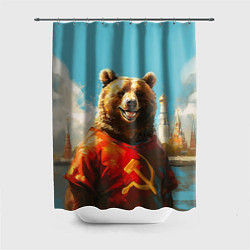 Шторка для ванной Медведь с гербом СССР
