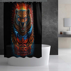 Шторка для душа Военный русский медведь, цвет: 3D-принт — фото 2