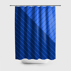 Шторка для душа Сине-голубой косые полосы, цвет: 3D-принт