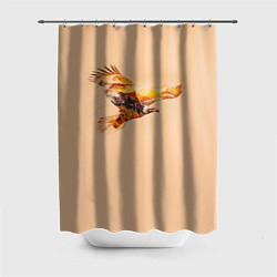 Шторка для душа Летящий орел и пейзаж на закате, цвет: 3D-принт