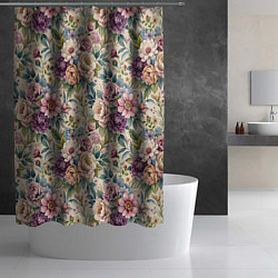 Шторка для душа Нежные цветочные мотивы паттерны, цвет: 3D-принт — фото 2