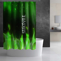 Шторка для душа Logo Hades green hell fire, цвет: 3D-принт — фото 2