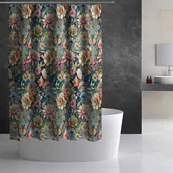 Шторка для душа Бабочки и цветы летнее сочетание, цвет: 3D-принт — фото 2