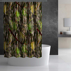 Шторка для душа Листья в камуфляже, цвет: 3D-принт — фото 2