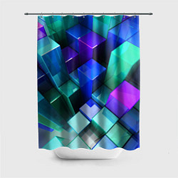 Шторка для душа Неоновые кубы текстура, цвет: 3D-принт