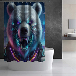 Шторка для душа Cyber bear - neon glow, цвет: 3D-принт — фото 2