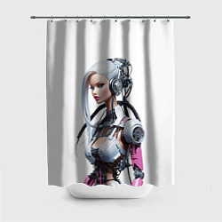 Шторка для душа Cyber warrior Barbie - ai art fantasy, цвет: 3D-принт