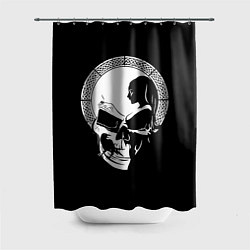 Шторка для душа Череп оп-арт девушка с книгой, цвет: 3D-принт