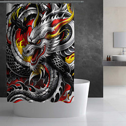 Шторка для душа Огнедышащий дракон в японском стиле, цвет: 3D-принт — фото 2