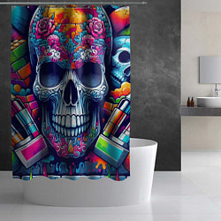 Шторка для душа Ai art skull - graffiti, цвет: 3D-принт — фото 2