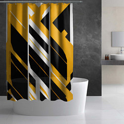 Шторка для душа Black and yellow stripes on a white background, цвет: 3D-принт — фото 2