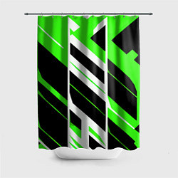 Шторка для душа Black and green stripes on a white background, цвет: 3D-принт
