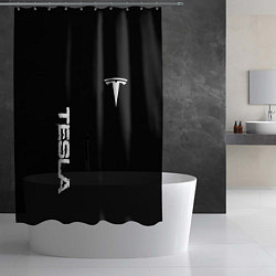 Шторка для душа Tesla logo white, цвет: 3D-принт — фото 2