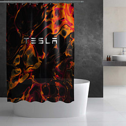 Шторка для душа Tesla red lava, цвет: 3D-принт — фото 2