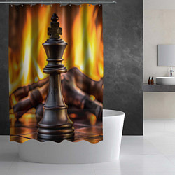 Шторка для душа Шахматы - король на фоне огня, цвет: 3D-принт — фото 2