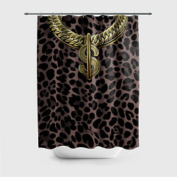 Шторка для ванной Костюм богача с золотой цепью