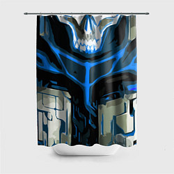 Шторка для душа Blue stripes on a black and white background, цвет: 3D-принт