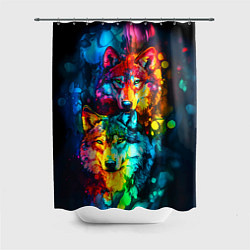 Шторка для душа Кислотные волки, цвет: 3D-принт