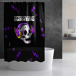 Шторка для душа Scorpions неоновый череп, цвет: 3D-принт — фото 2
