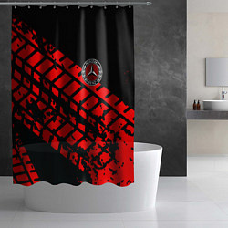 Шторка для душа Mercedes следы от шин, цвет: 3D-принт — фото 2