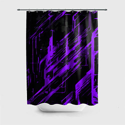 Шторка для душа Purple stripes on a black background, цвет: 3D-принт