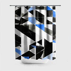 Шторка для душа Black and blue abstraction on a white background, цвет: 3D-принт