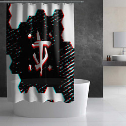 Шторка для душа Doom hexagon glitch color, цвет: 3D-принт — фото 2