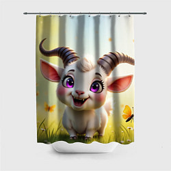 Шторка для душа Козлёнок на лугу, цвет: 3D-принт