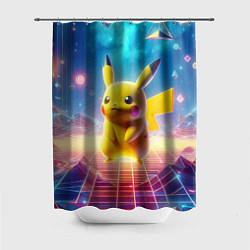 Шторка для душа Funny Pikachu - vaporwave, цвет: 3D-принт