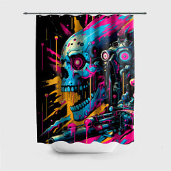 Шторка для душа Cool cyber skull - ai art, цвет: 3D-принт