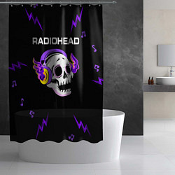 Шторка для душа Radiohead неоновый череп, цвет: 3D-принт — фото 2