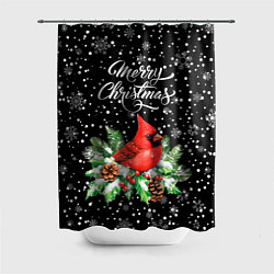 Шторка для душа Рождественский красный кардинал, цвет: 3D-принт