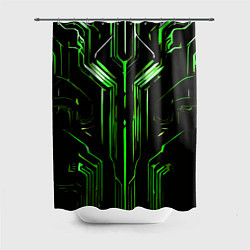 Шторка для душа Green stripes on a black background, цвет: 3D-принт