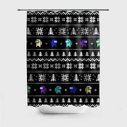 Шторка для душа Ornament - Among Us new year, цвет: 3D-принт