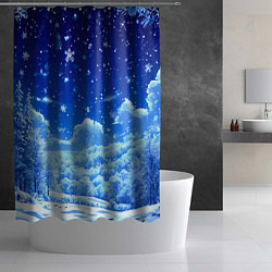 Шторка для душа Заснеженный лес, цвет: 3D-принт — фото 2