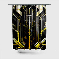 Шторка для душа Gold lines on a black background, цвет: 3D-принт