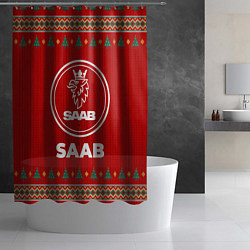 Шторка для душа Saab new year, цвет: 3D-принт — фото 2