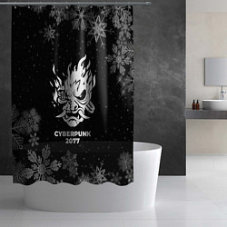 Шторка для душа Снежный Cyberpunk 2077, цвет: 3D-принт — фото 2