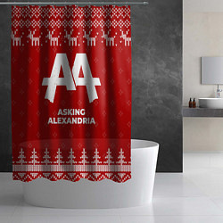 Шторка для душа Новогодний Asking Alexandria с оленями, цвет: 3D-принт — фото 2