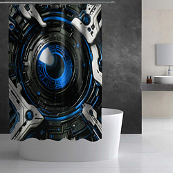 Шторка для душа Синяя сфера киберпанк, цвет: 3D-принт — фото 2
