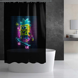 Шторка для душа Sponge Bob on a skateboard - ai art fantasy, цвет: 3D-принт — фото 2