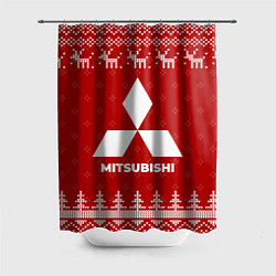 Шторка для душа Новогодний Mitsubishi с оленями, цвет: 3D-принт