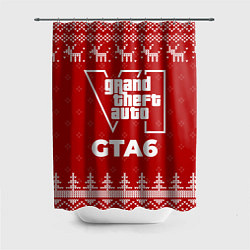 Шторка для душа Новогодний GTA6 с оленями, цвет: 3D-принт