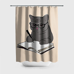 Шторка для душа Психолог кот, цвет: 3D-принт