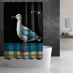 Шторка для душа Чайка на море ночью, цвет: 3D-принт — фото 2