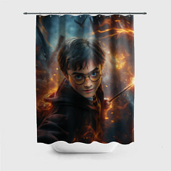 Шторка для душа Гарри Поттер в окружении огня, цвет: 3D-принт