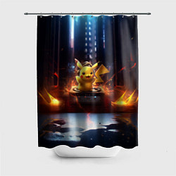 Шторка для душа Пикачу на диджейской стойке, цвет: 3D-принт