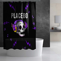 Шторка для душа Placebo неоновый череп, цвет: 3D-принт — фото 2